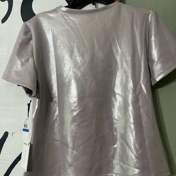 1. State Shimmering Silver Short Sleeve Top - Picture 6 of 7